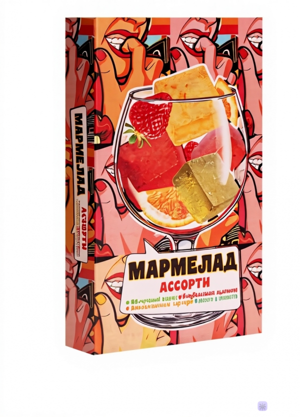 №2 Мармелад АлкоАссорти(яблочный виски, клубничный просекко, апельсиновый вермут, лайм текила) 110г в Люберцах